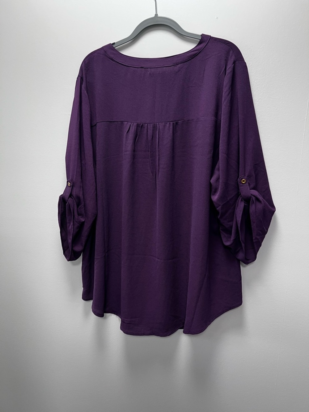 Evans Purple Zip Pintuck Shirt Plus-Size Plum Blouse Gold Zipper & Buttons - Picture 8 of 16